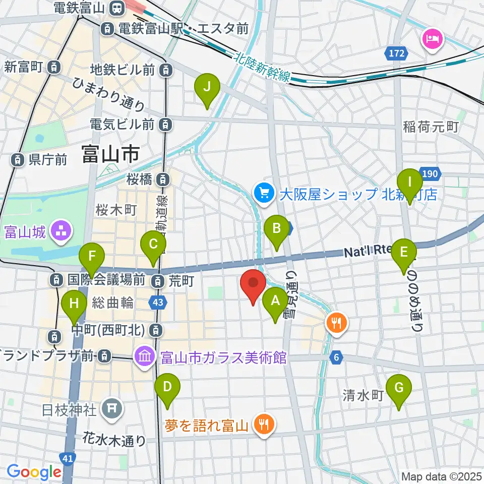 MPC富山周辺のコンビニエンスストア一覧地図