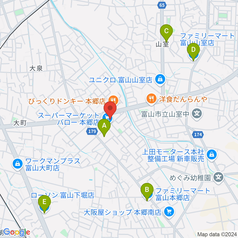 開進堂楽器 MPC富山南周辺のコンビニエンスストア一覧地図