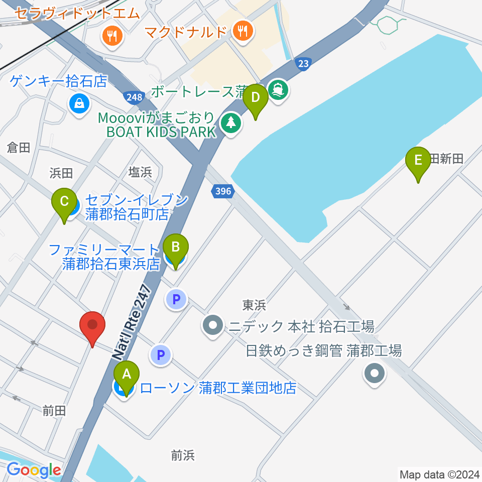 オリエント楽器 ヤマハ蒲郡中央センター周辺のコンビニエンスストア一覧地図