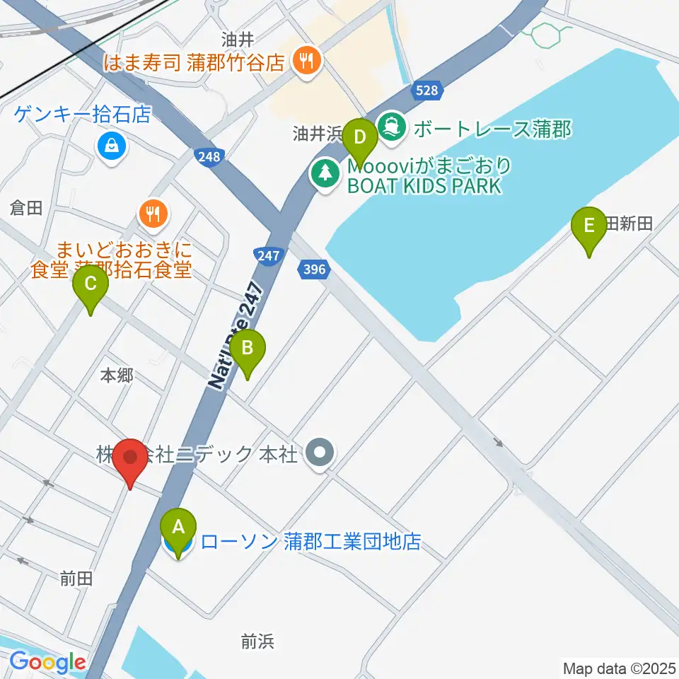 オリエント楽器 ヤマハ蒲郡中央センター周辺のコンビニエンスストア一覧地図