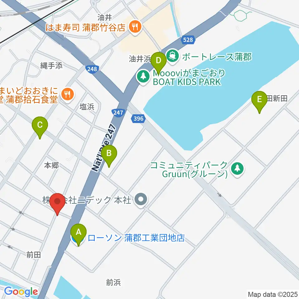 オリエント楽器 ヤマハ蒲郡中央センター周辺のコンビニエンスストア一覧地図