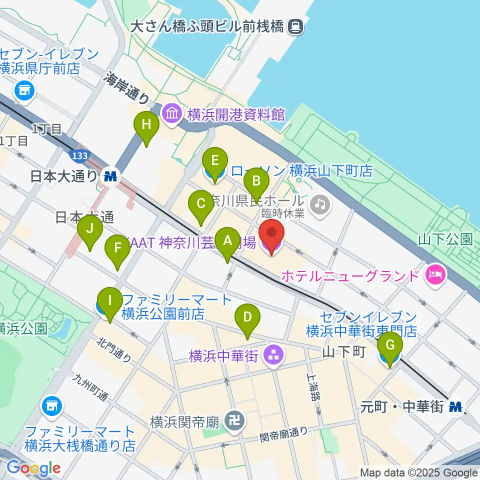 KAAT神奈川芸術劇場周辺のコンビニエンスストア一覧地図