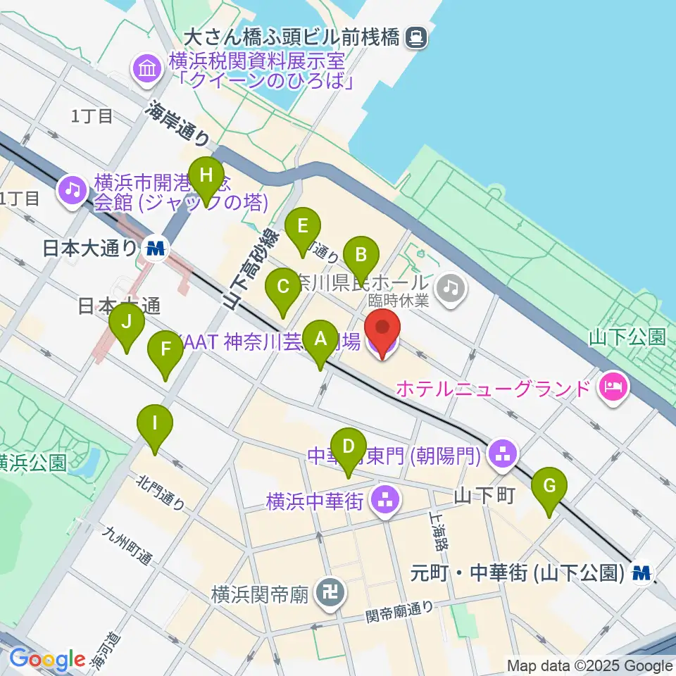 KAAT神奈川芸術劇場周辺のコンビニエンスストア一覧地図