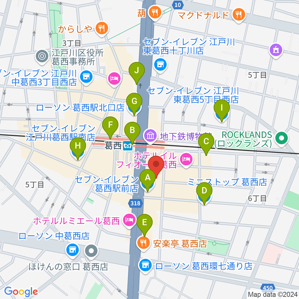 葛西Clioピアノ教室周辺のコンビニエンスストア一覧地図