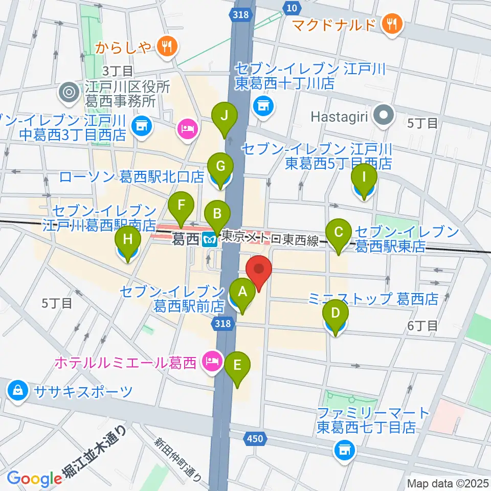 葛西Clioピアノ教室周辺のコンビニエンスストア一覧地図