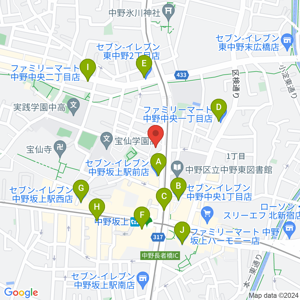 D,IOS中野坂上スタジオ周辺のコンビニエンスストア一覧地図