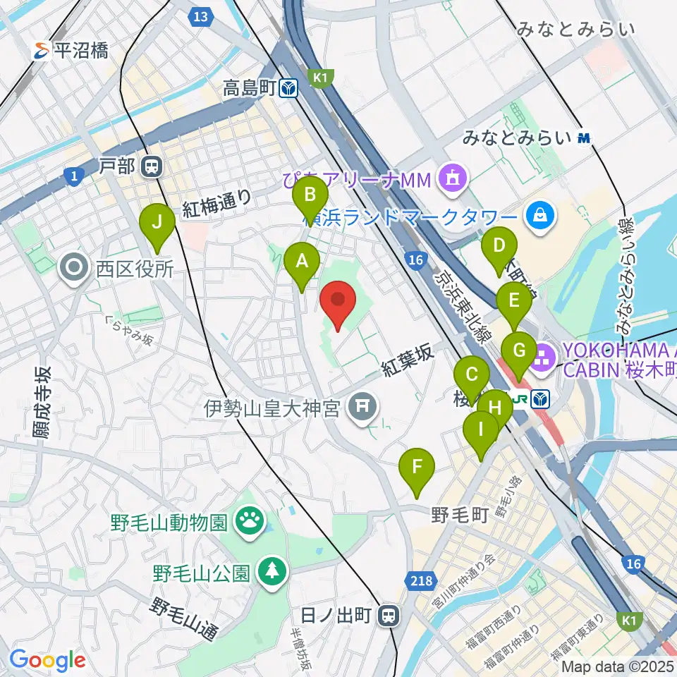横浜能楽堂周辺のコンビニエンスストア一覧地図