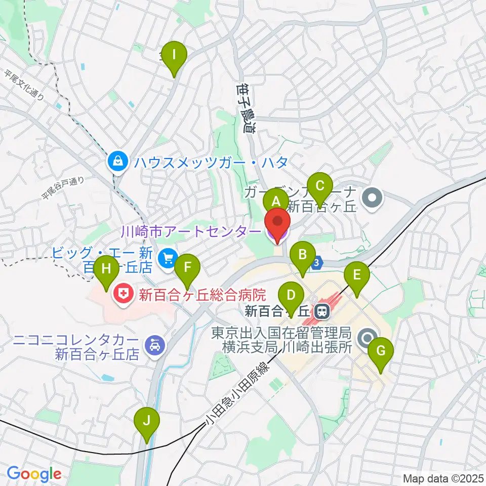 川崎市アートセンター周辺のコンビニエンスストア一覧地図