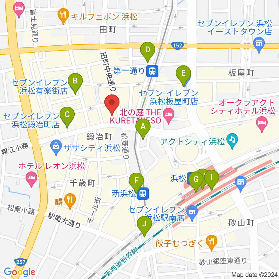 ミュージックアベニュー浜松周辺のコンビニエンスストア一覧地図
