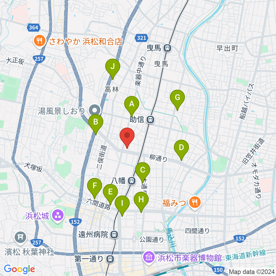 浜松中央センター ヤマハミュージック周辺のコンビニエンスストア一覧地図