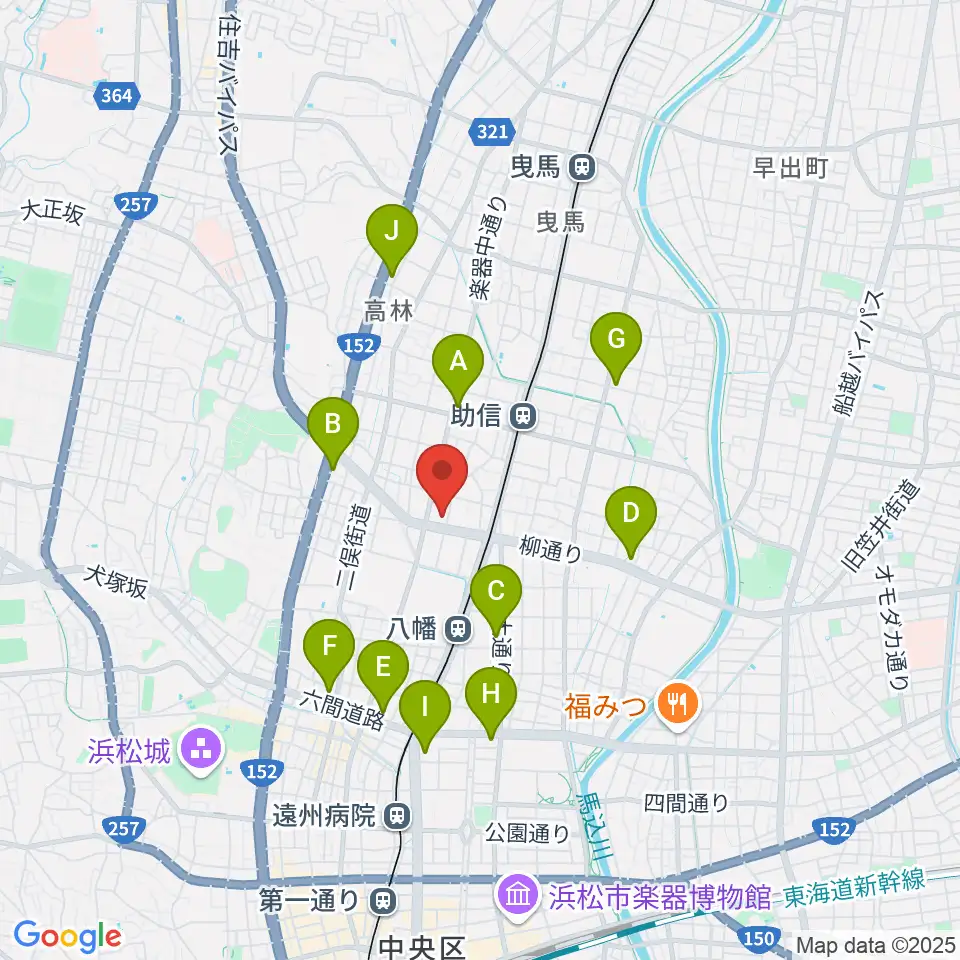 浜松中央センター ヤマハミュージック周辺のコンビニエンスストア一覧地図