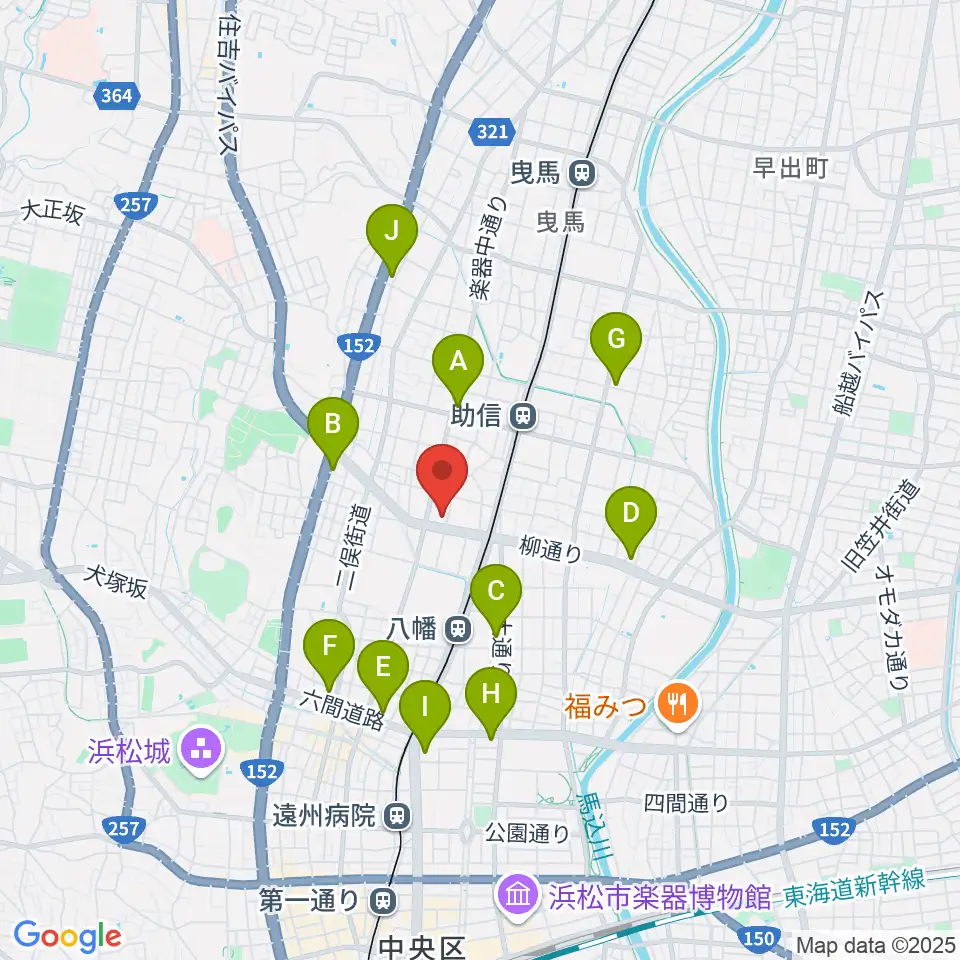 浜松中央センター ヤマハミュージック周辺のコンビニエンスストア一覧地図