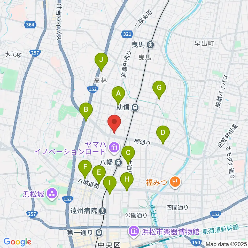 浜松中央センター ヤマハミュージック周辺のコンビニエンスストア一覧地図