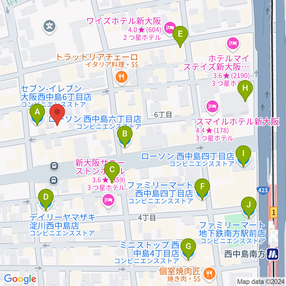 アトリエアルファ 木管楽器専門店周辺のコンビニエンスストア一覧地図