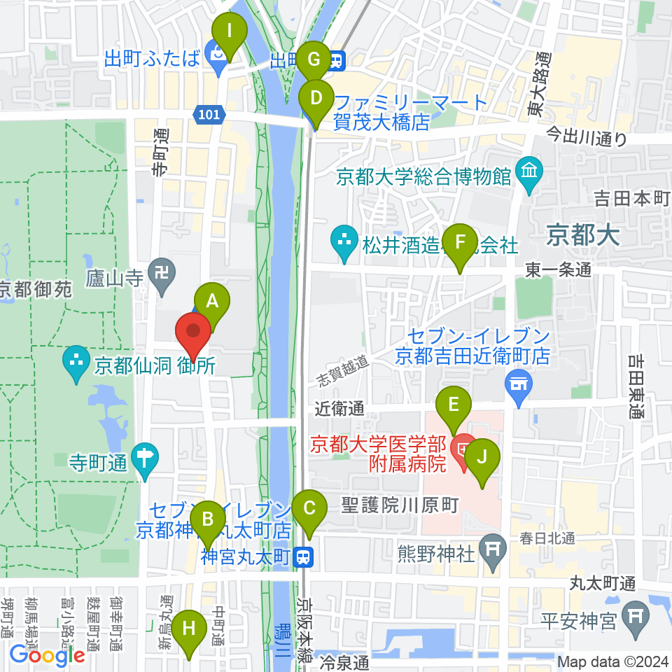 京都府立文化芸術会館周辺のコンビニエンスストア一覧地図