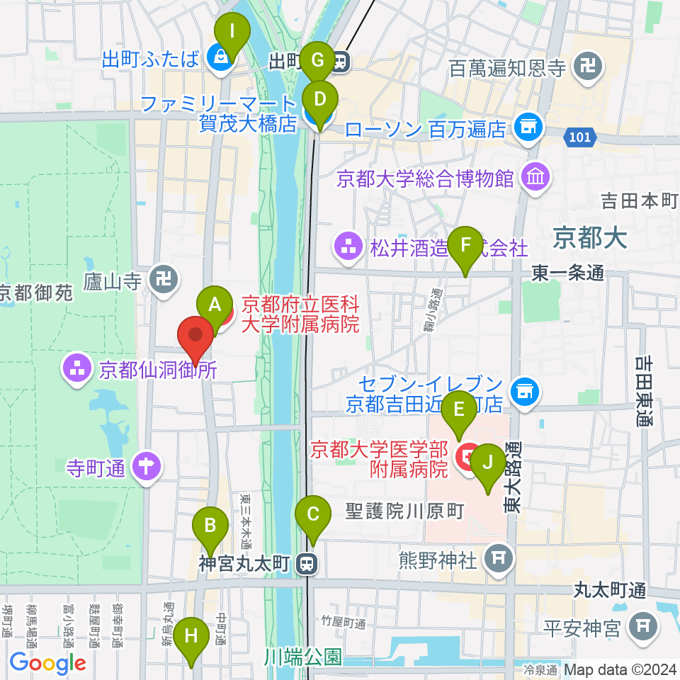 京都府立文化芸術会館周辺のコンビニエンスストア一覧地図