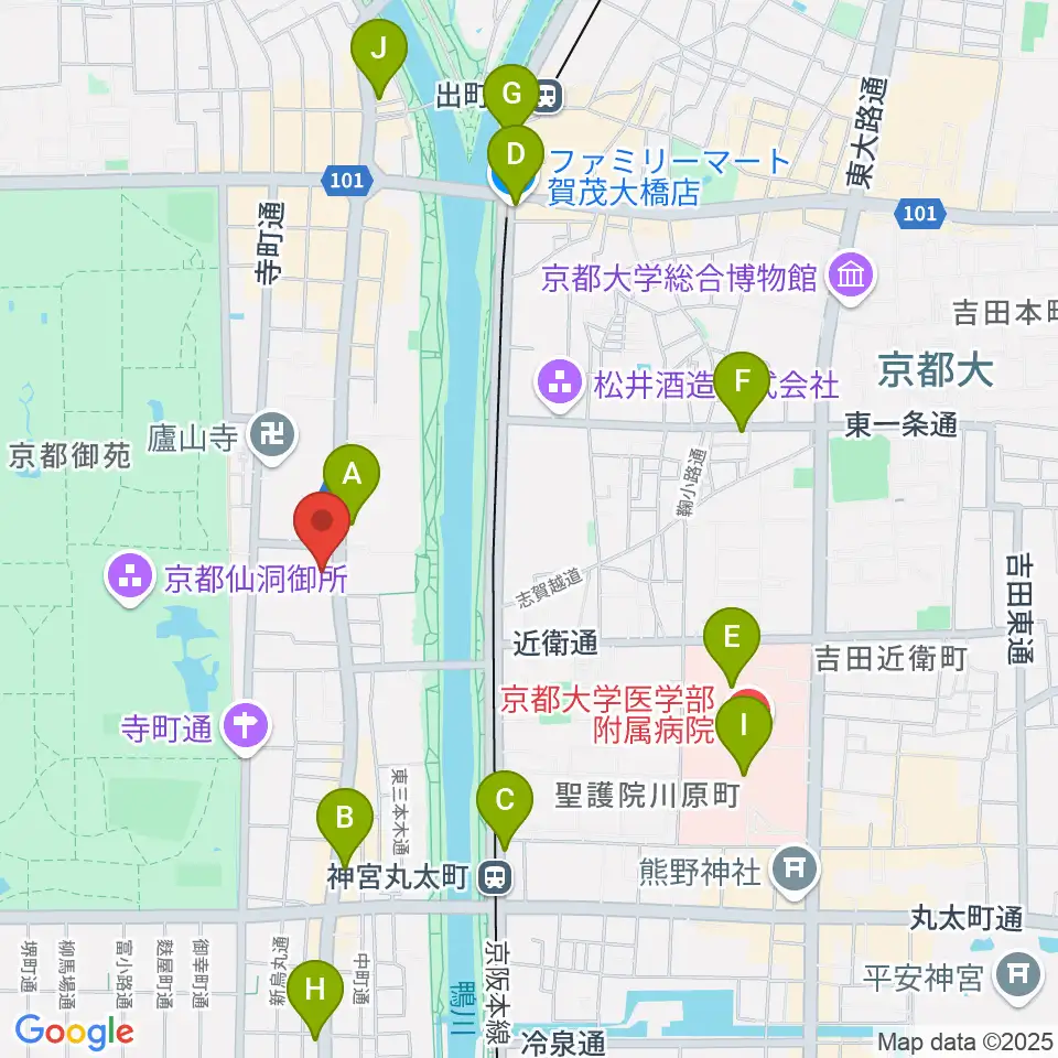 京都府立文化芸術会館周辺のコンビニエンスストア一覧地図