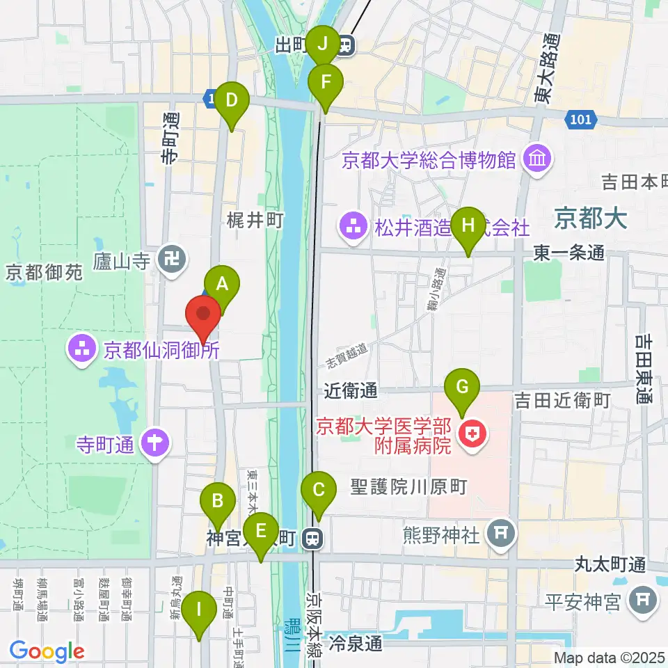 京都府立文化芸術会館周辺のコンビニエンスストア一覧地図