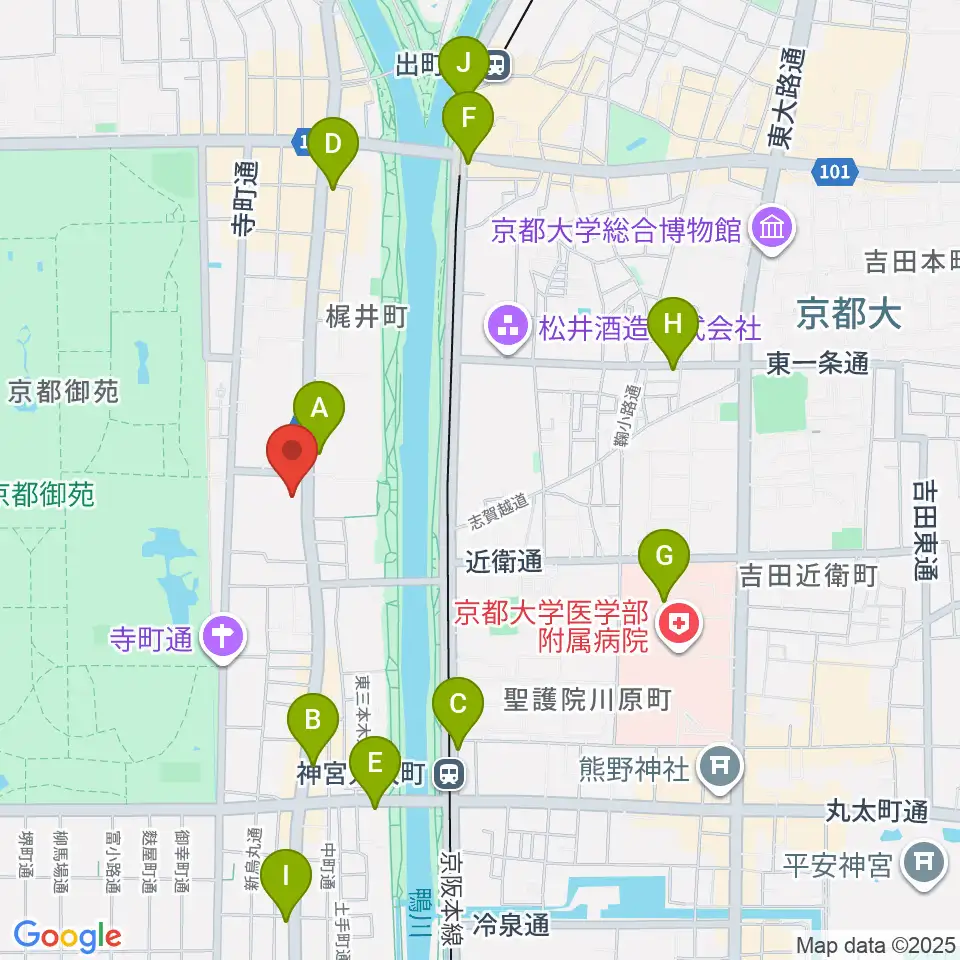 京都府立文化芸術会館周辺のコンビニエンスストア一覧地図