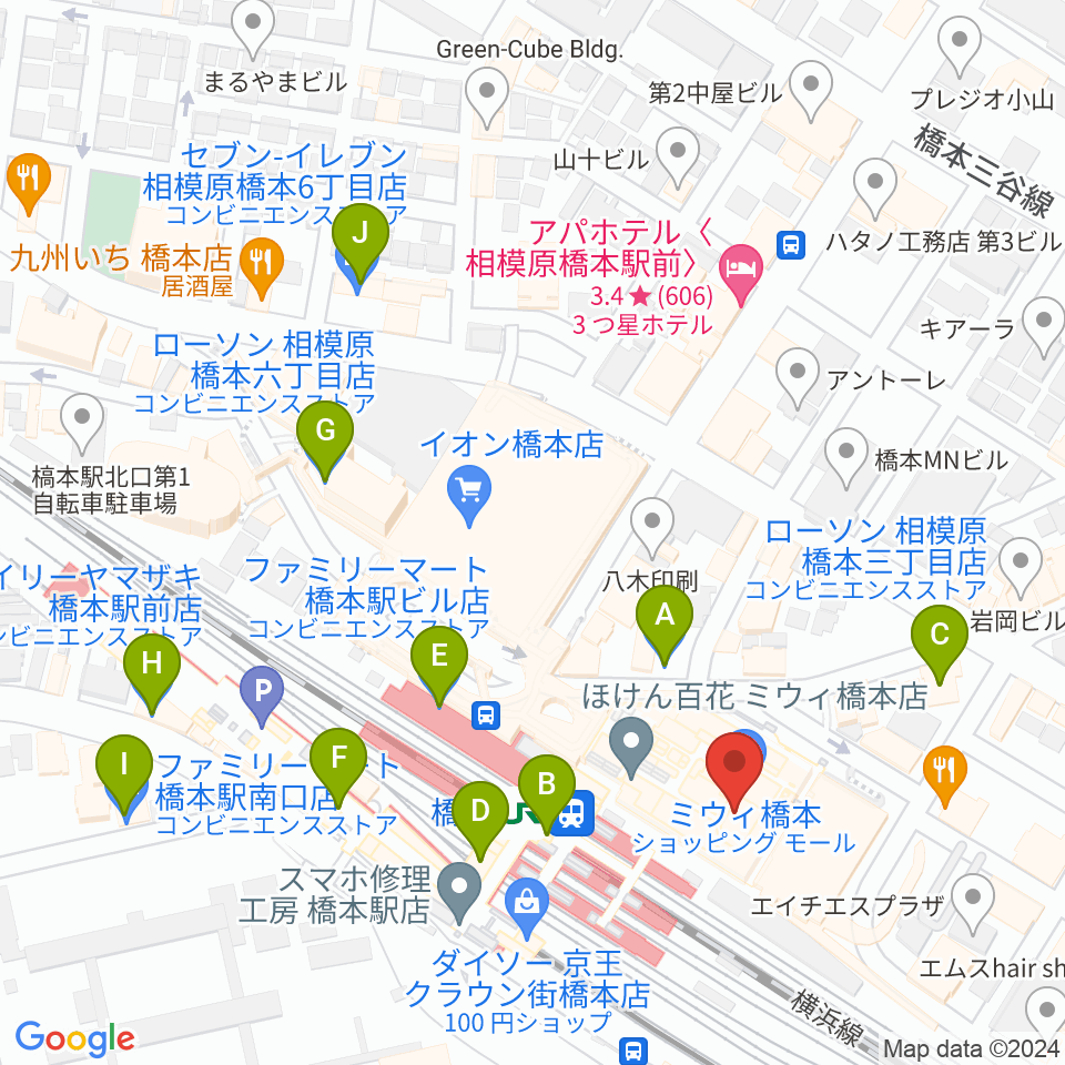 杜のホールはしもと周辺のコンビニエンスストア一覧地図