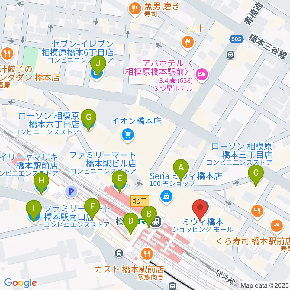 杜のホールはしもと周辺のコンビニエンスストア一覧地図