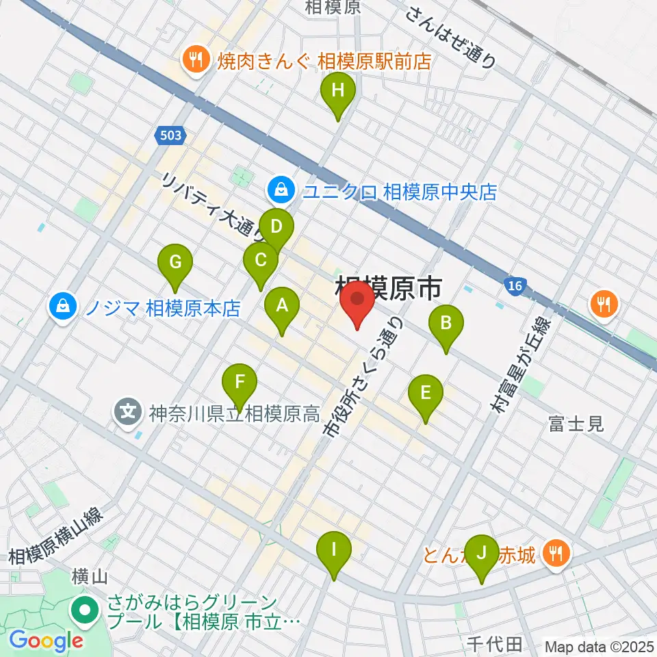相模原市民会館周辺のコンビニエンスストア一覧地図