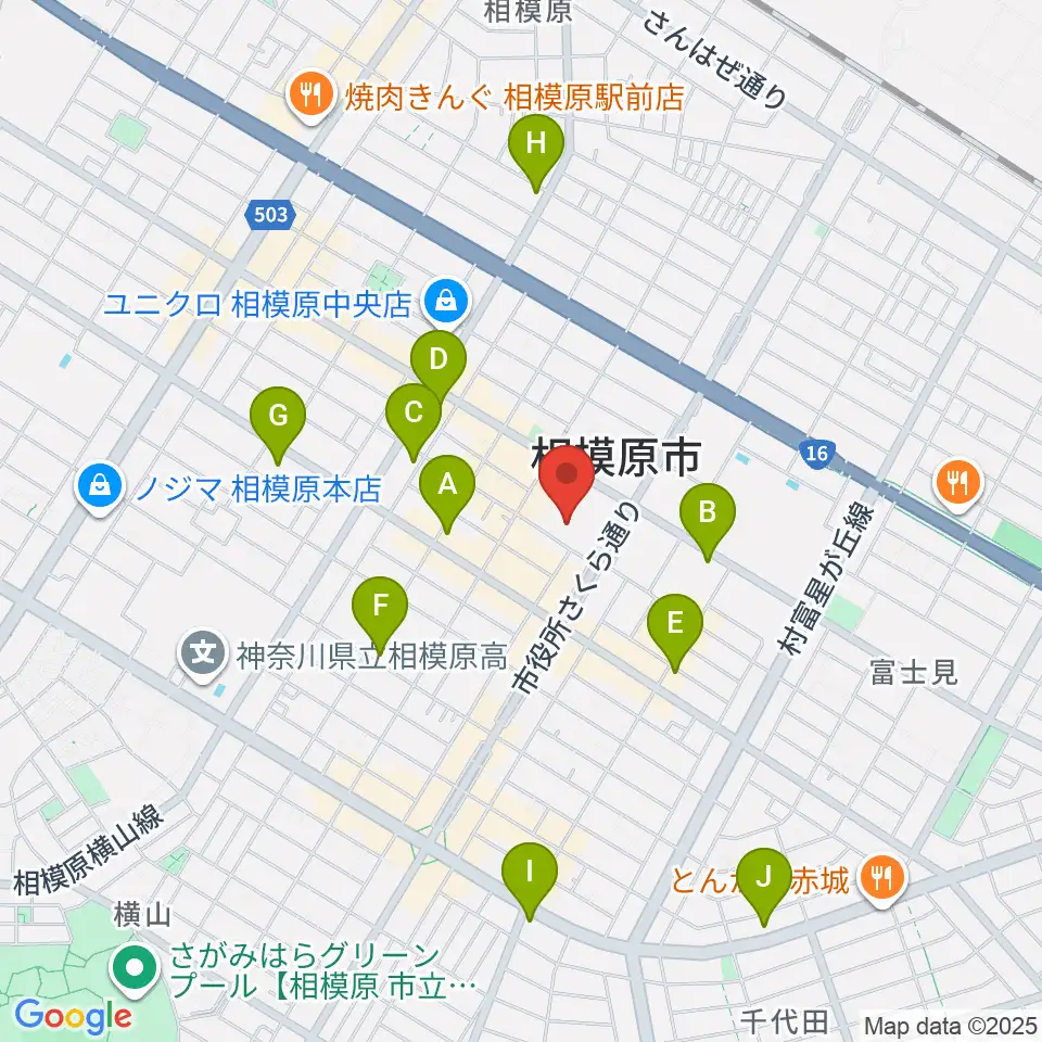 相模原市民会館周辺のコンビニエンスストア一覧地図