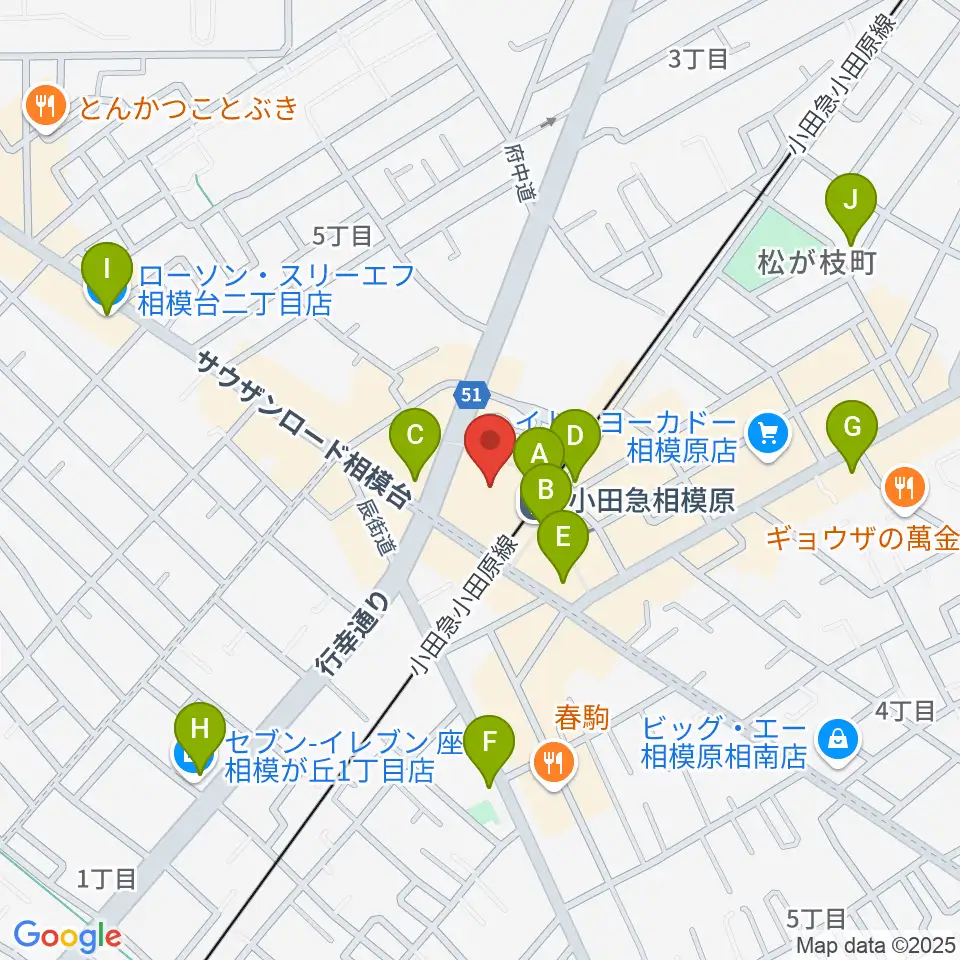 おださがプラザ周辺のコンビニエンスストア一覧地図