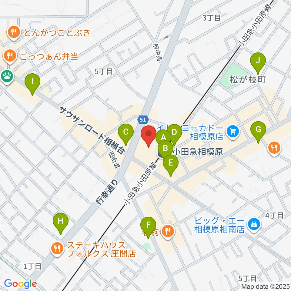 おださがプラザ周辺のコンビニエンスストア一覧地図