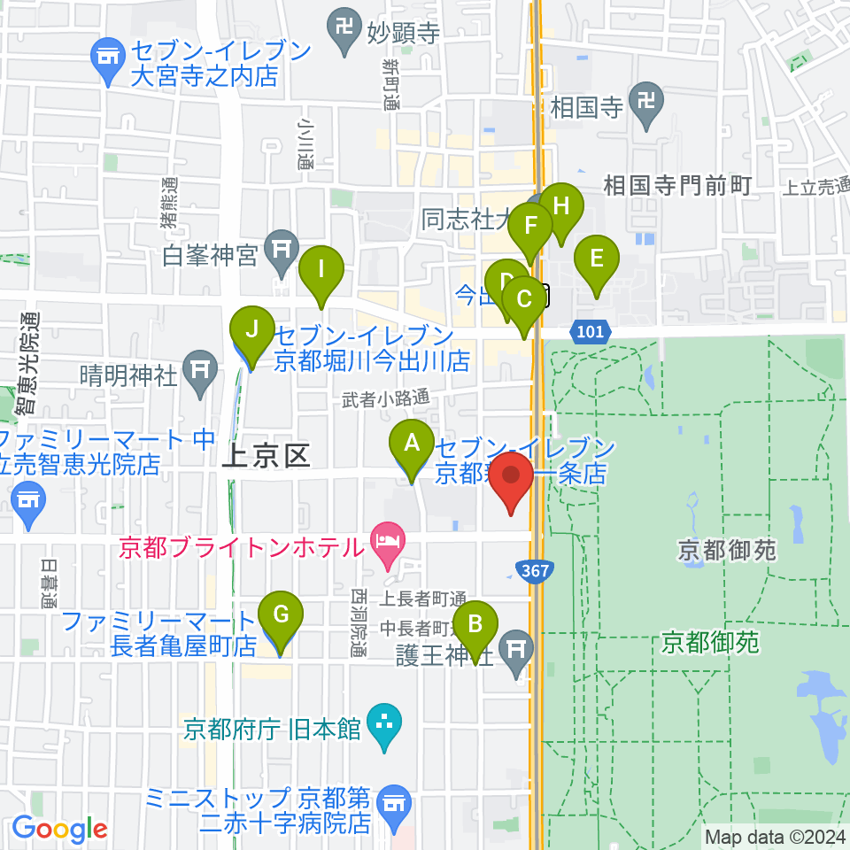 京都府立府民ホールアルティ周辺のコンビニエンスストア一覧地図