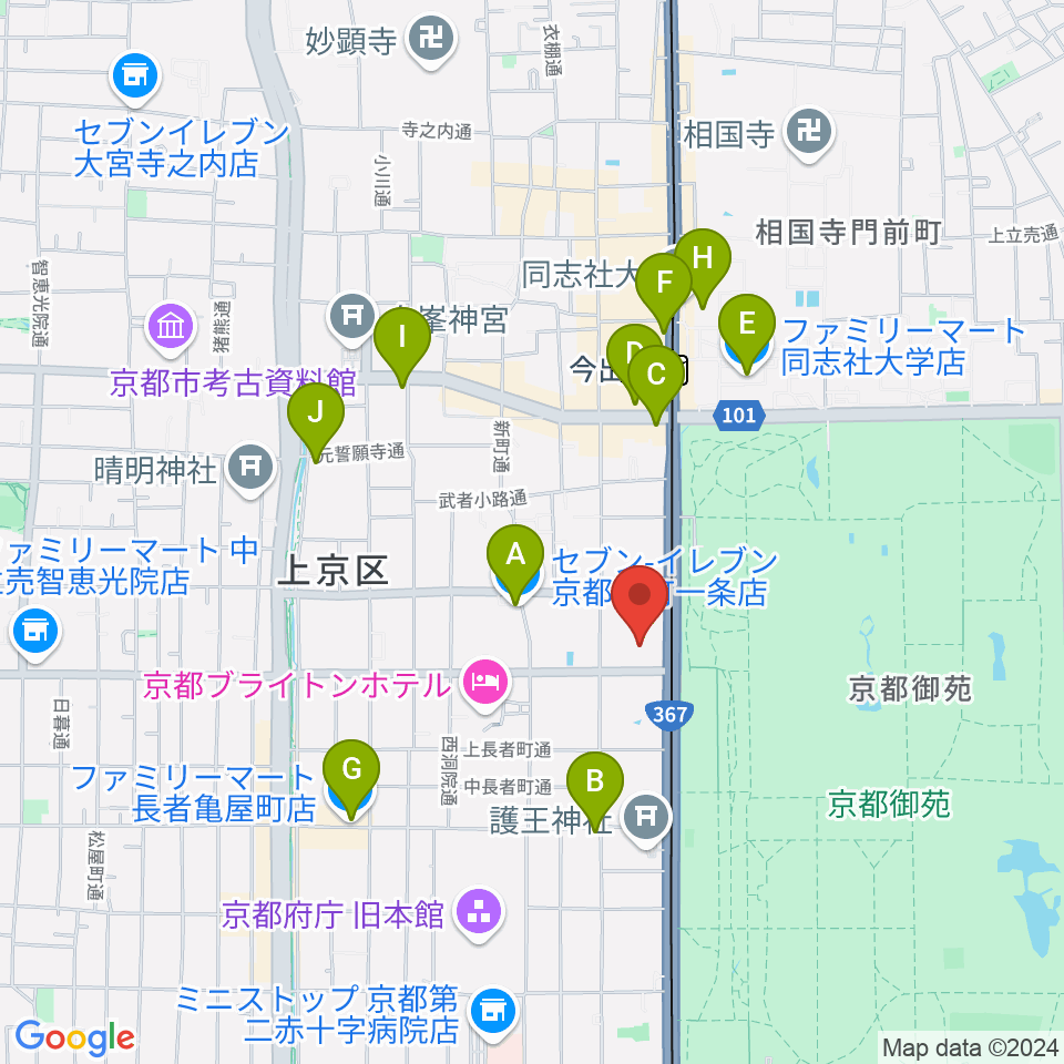 京都府立府民ホールアルティ周辺のコンビニエンスストア一覧地図