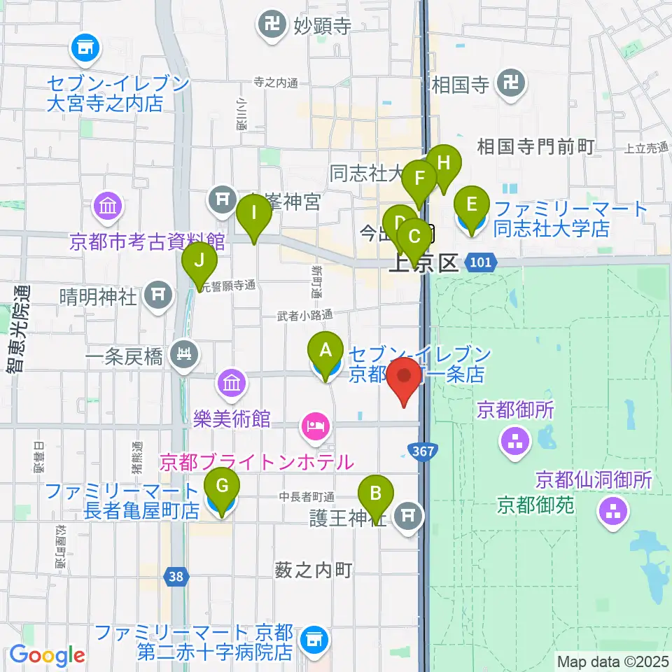 京都府立府民ホールアルティ周辺のコンビニエンスストア一覧地図