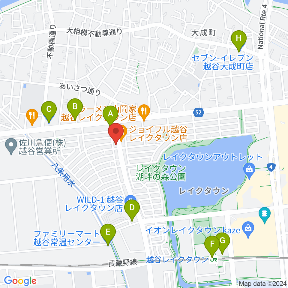 越谷ノイズゲート周辺のコンビニエンスストア一覧地図