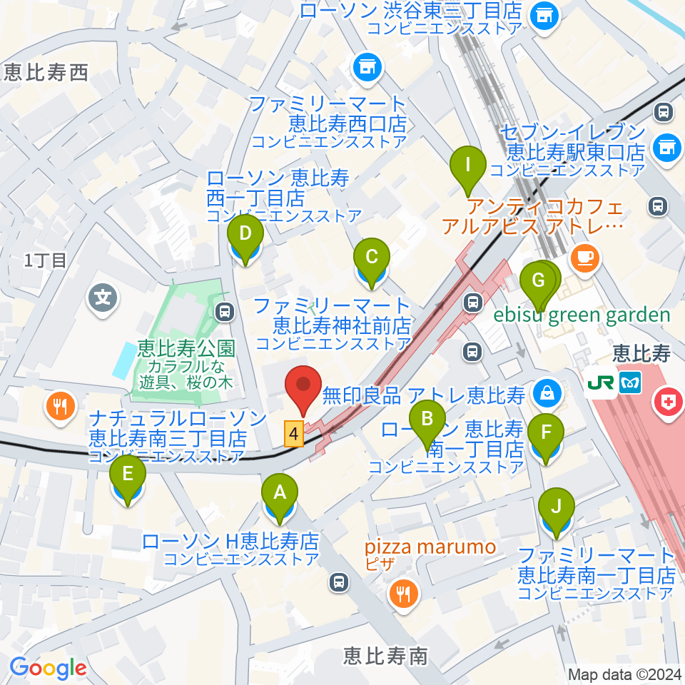 ドルフィンギターズ東京店周辺のコンビニエンスストア一覧地図