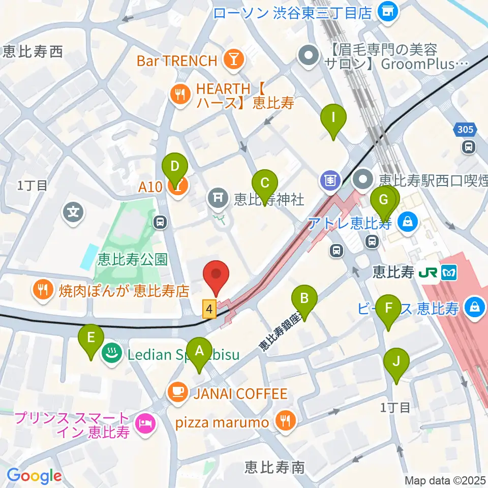 ドルフィンギターズ東京店周辺のコンビニエンスストア一覧地図