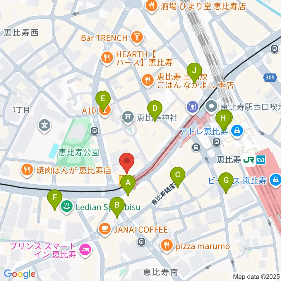 ドルフィンギターズ東京店周辺のコンビニエンスストア一覧地図