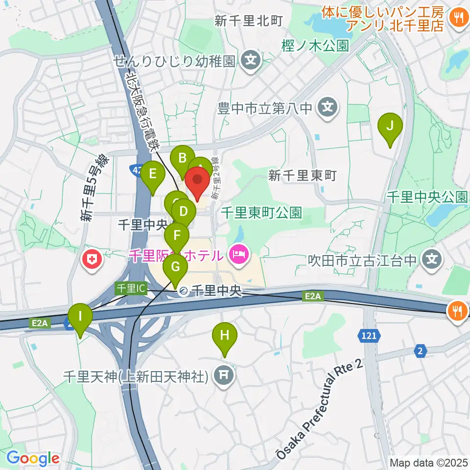 千里中央センター ヤマハミュージック周辺のコンビニエンスストア一覧地図