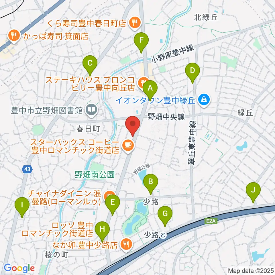 緑丘センター ヤマハミュージック周辺のコンビニエンスストア一覧地図
