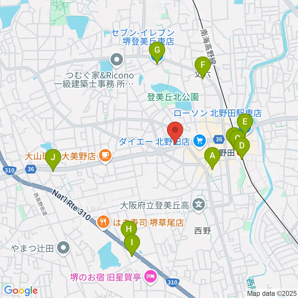 北野田センター ヤマハミュージック周辺のコンビニエンスストア一覧地図