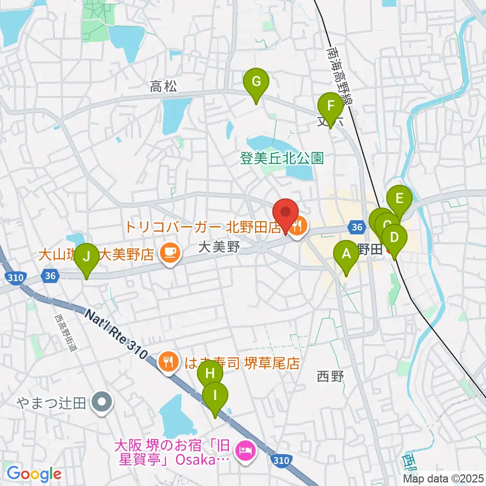北野田センター ヤマハミュージック周辺のコンビニエンスストア一覧地図