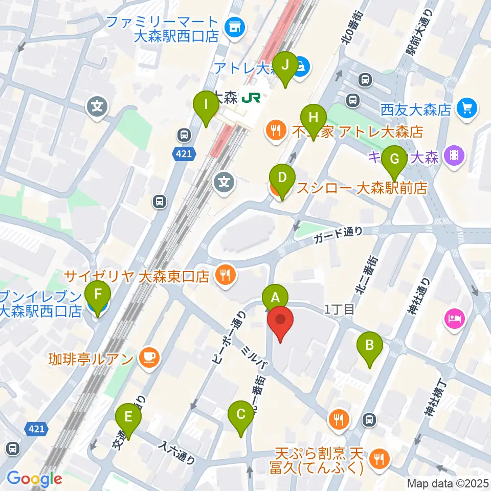 スター楽器 大森センター周辺のコンビニエンスストア一覧地図