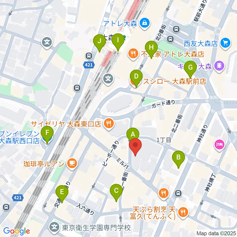 スター楽器 大森センター周辺のコンビニエンスストア一覧地図