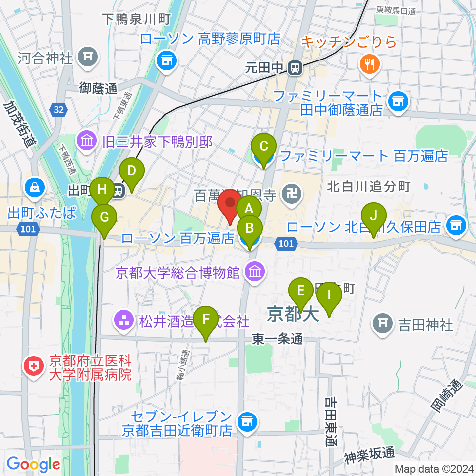 京都RINGO周辺のコンビニエンスストア一覧地図