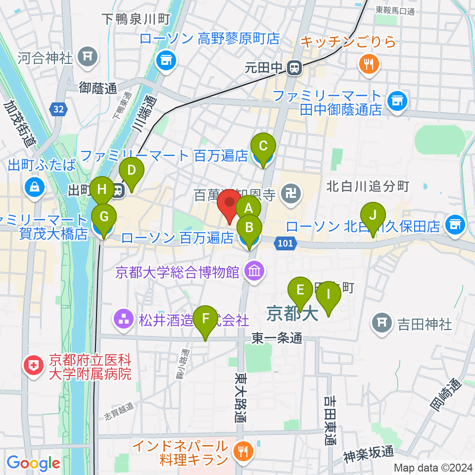 京都RINGO周辺のコンビニエンスストア一覧地図