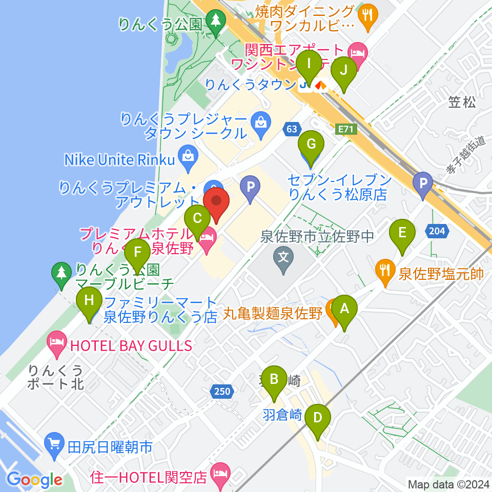 島村楽器 りんくうプレミアム・アウトレット店周辺のコンビニエンスストア一覧地図