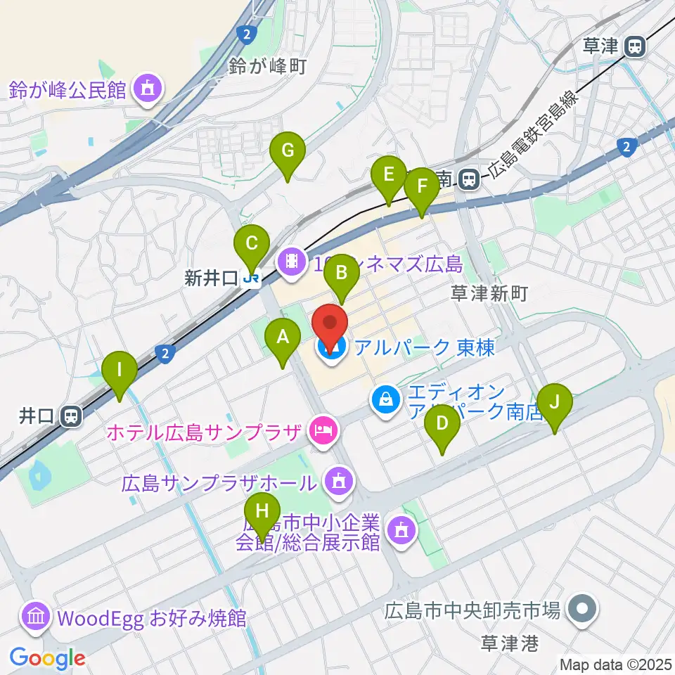 アルパークセンター ヤマハミュージック周辺のコンビニエンスストア一覧地図