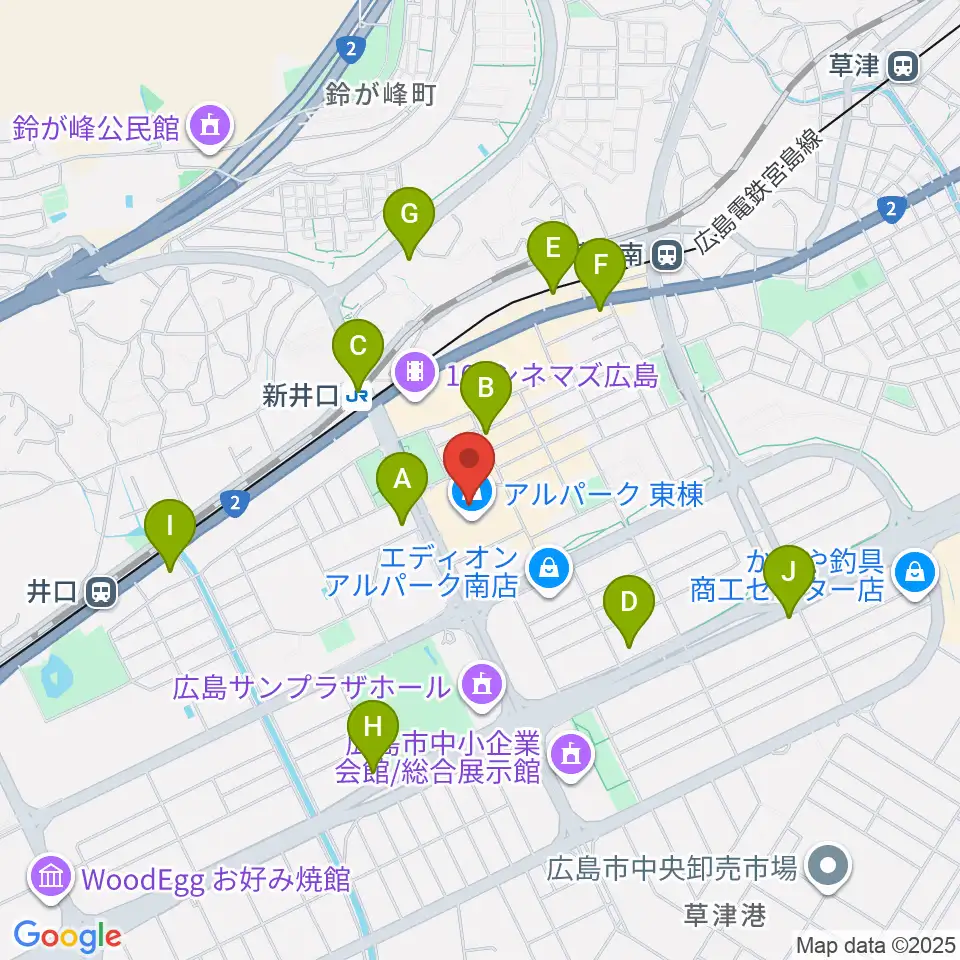 アルパークセンター ヤマハミュージック周辺のコンビニエンスストア一覧地図