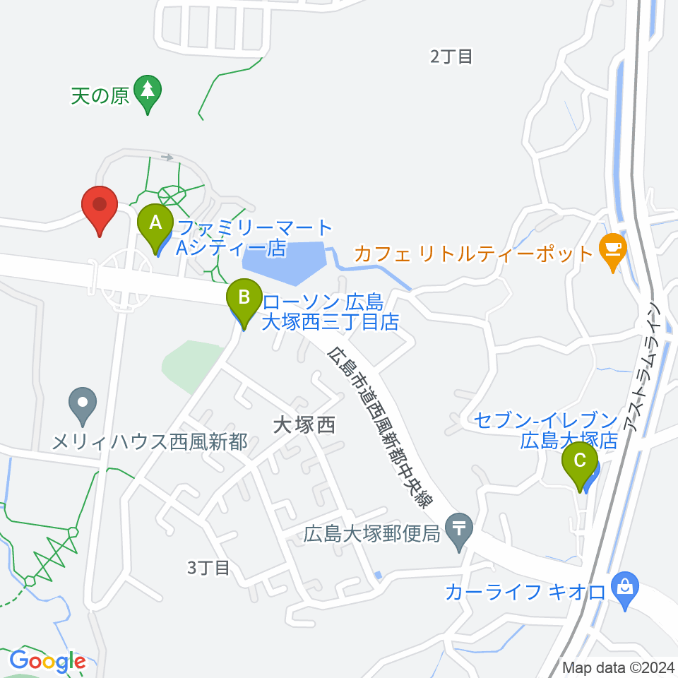 A.Cityセンター ヤマハミュージック周辺のコンビニエンスストア一覧地図