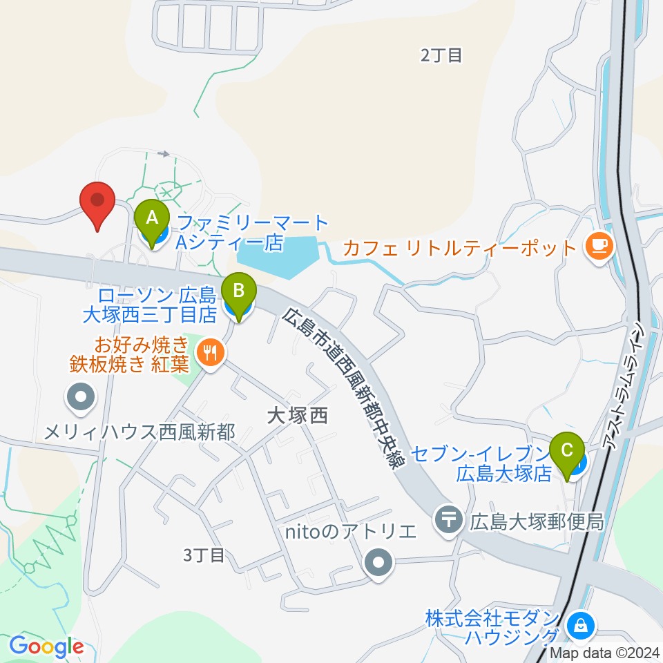 A.Cityセンター ヤマハミュージック周辺のコンビニエンスストア一覧地図