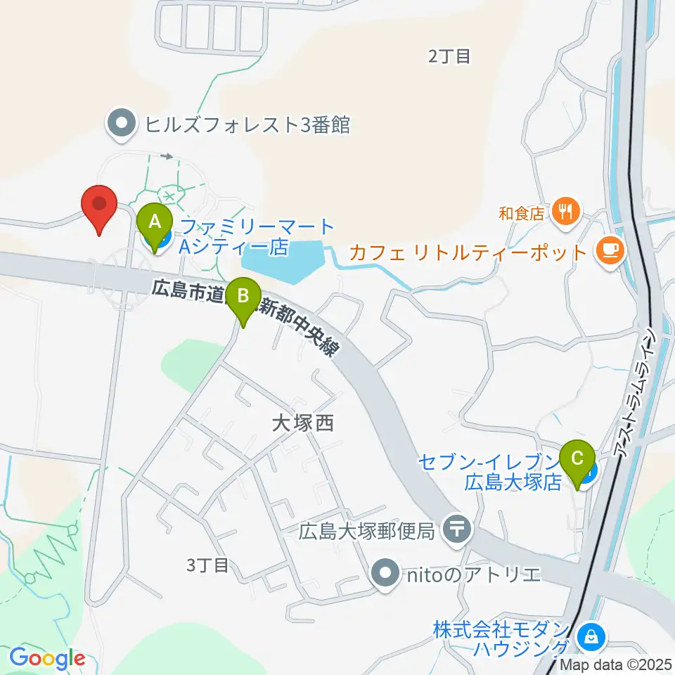 A.Cityセンター ヤマハミュージック周辺のコンビニエンスストア一覧地図